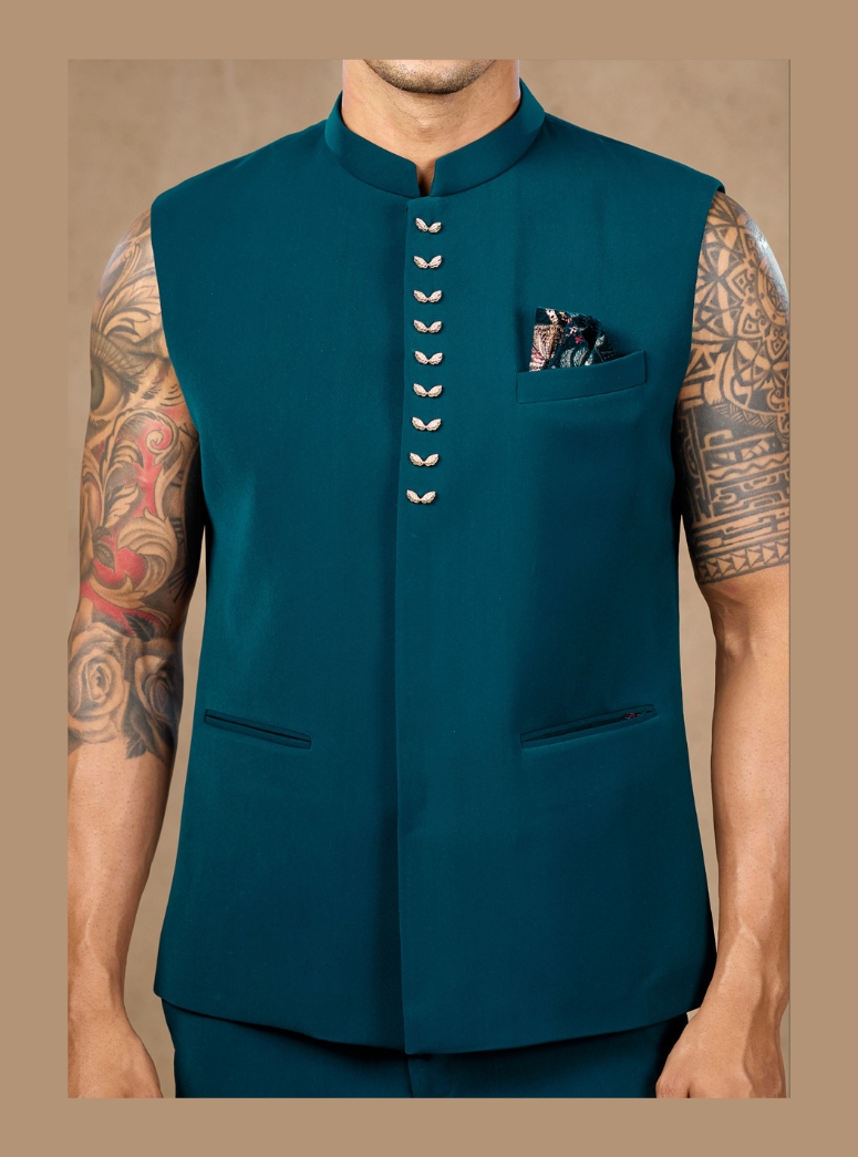 TEAL BLUE JODHPURI SUIT